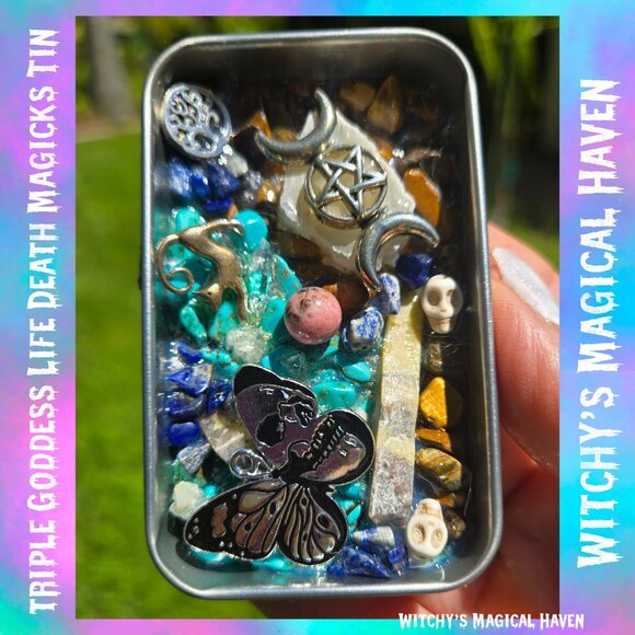 Triple Goddess Life Death Magicks Crystal Tin Home Decor - Picture 4 of 4